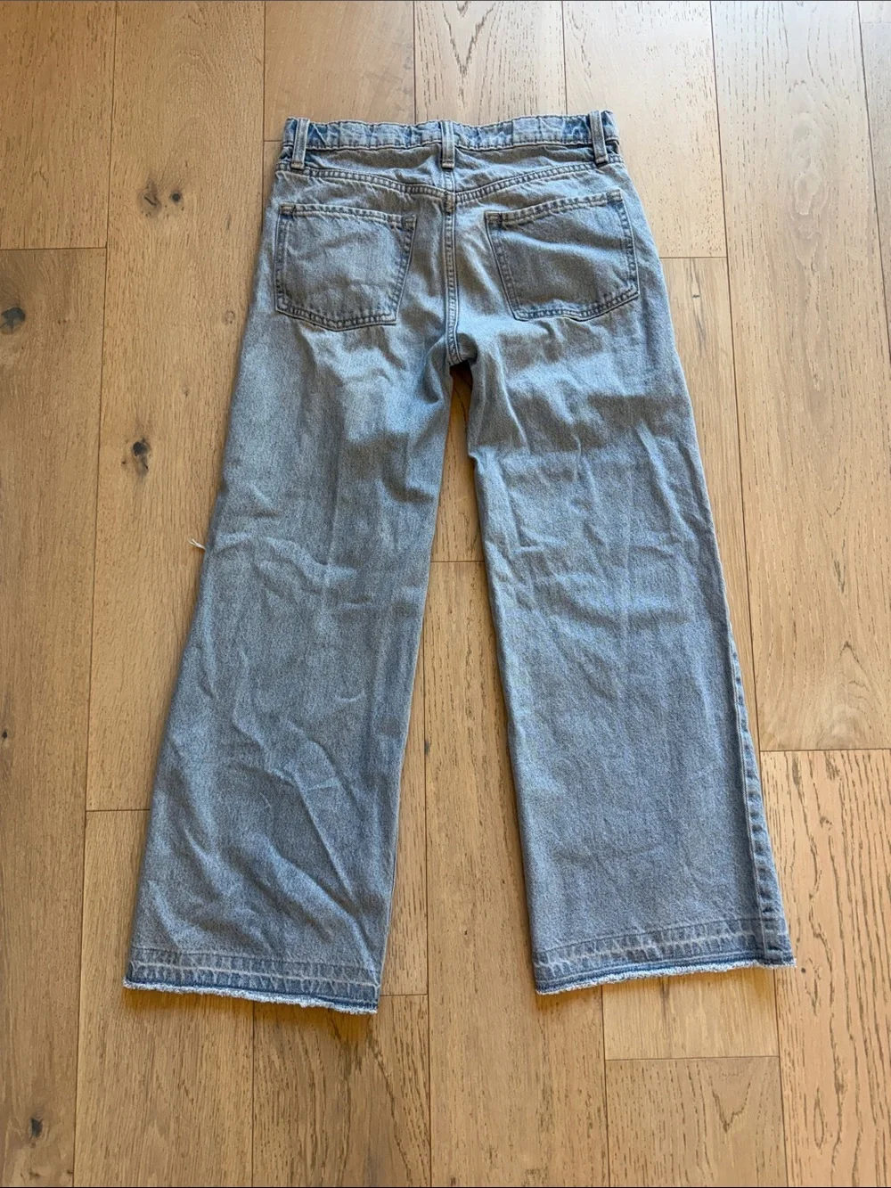 Old Navy Light Blue Baggy Wide Leg Distressed Jeans Girls 14